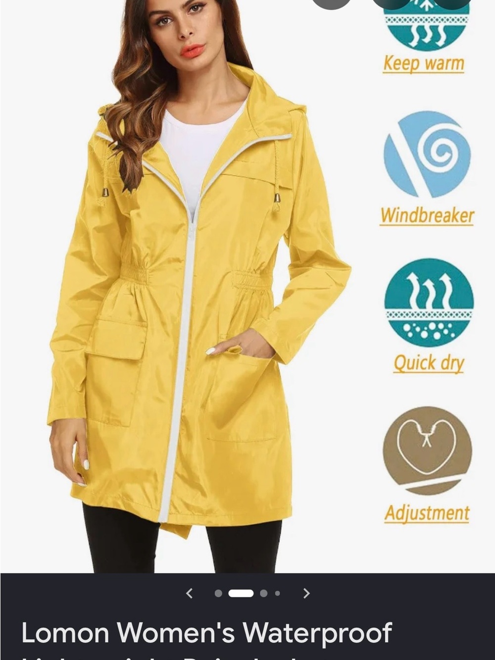Lomon Women's Yellow Utility Windbreaker Jacket